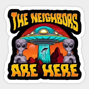 Aliens are here UFO abduction design Sticker
